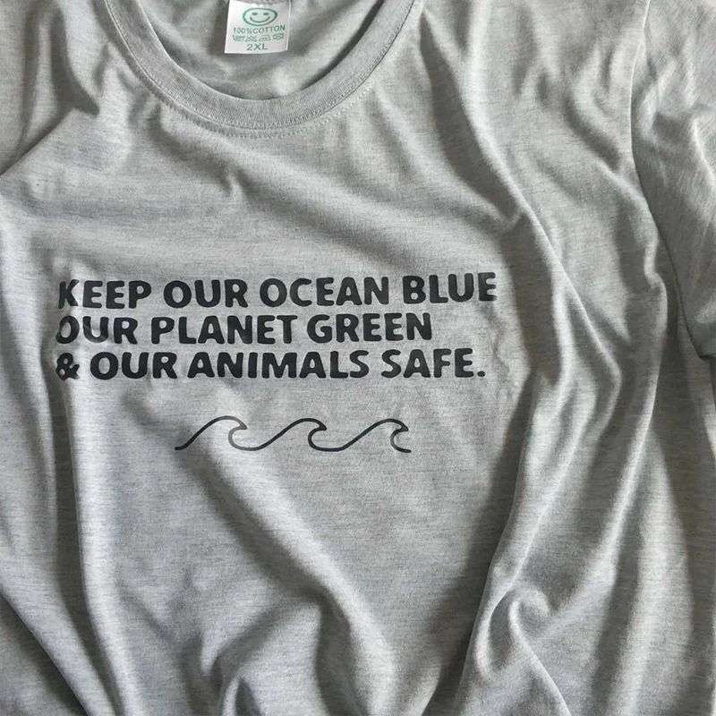 Футболка с надписью Keep Our Ocean Blue Planet Green и Animal|Футболки| |