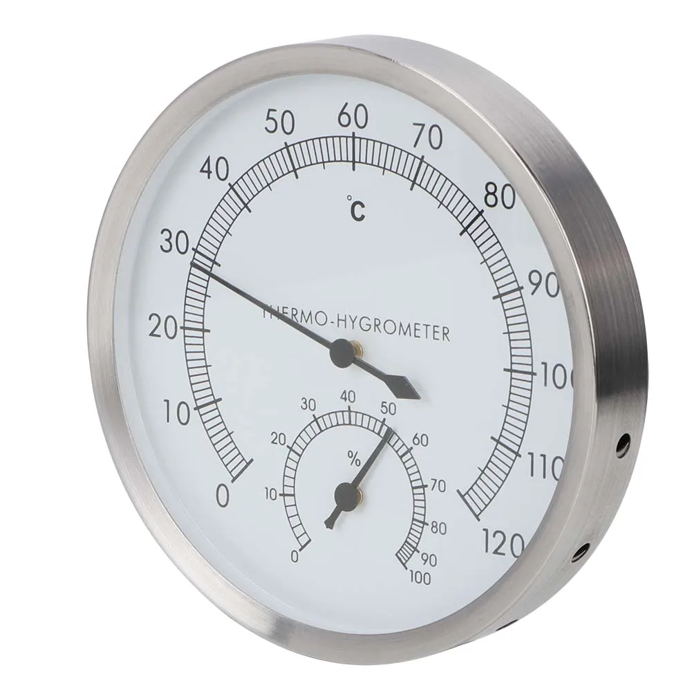 

2-In-1 Stainless Steel Steam Room Sauna Room Thermometer Hygrometer Thermo-Hygrometer Indoor