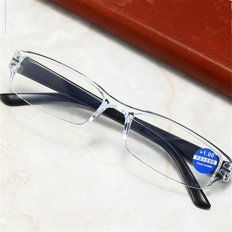 

Fashion Retro Square Anti-blue Reading Glasses Man Woman Unisex Portable Ultra-light Half-frame Reading Glasses +1.0 To +4.0