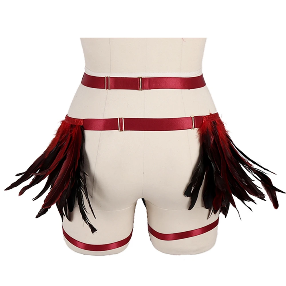 Женские Подтяжки в стиле Харадзюку пикантное нижнее белье панк с перьями модные