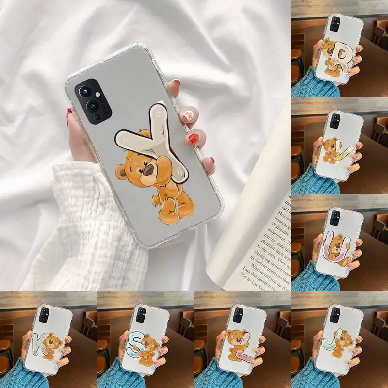 

Luxury bear letters Phone Case Transparent For OnePlus 9 8 7 7t 8t Oppo find X3 X2 reno5 Vivo X60 X50 Pro MeiZu 17 16XS