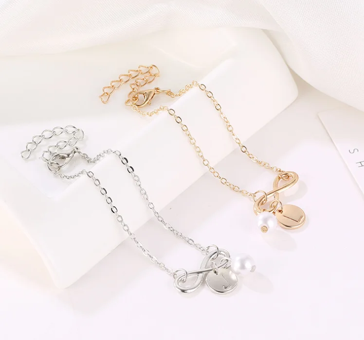 Модные цифровые 8 бесконечных счастливых нитей шарм браслеты для женщин Алфавит