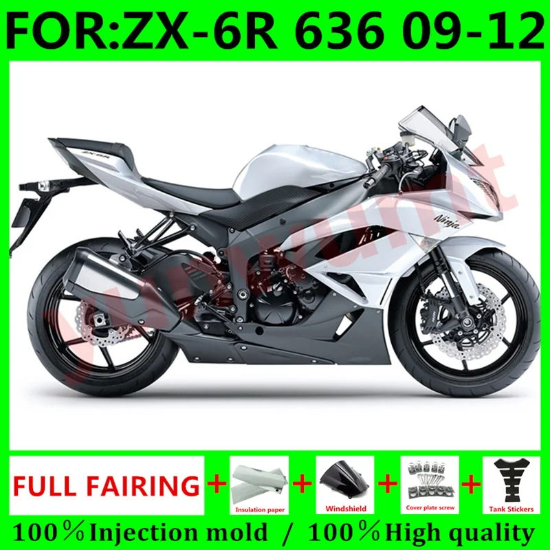 

Новый комплект обтекателей для мотоцикла ABS Подходит для kawasaki Ninja ZX-6R ZX6R 09 10 11 12 636 2009 2010 2011 2012 обтекатель белый черный