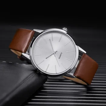 2022 Men Watches Top Brand Luxury Brown Leather Band Quartz Wristwatch Men's Casual Simple Watch Wrist Male Clock Reloj Hombre 1