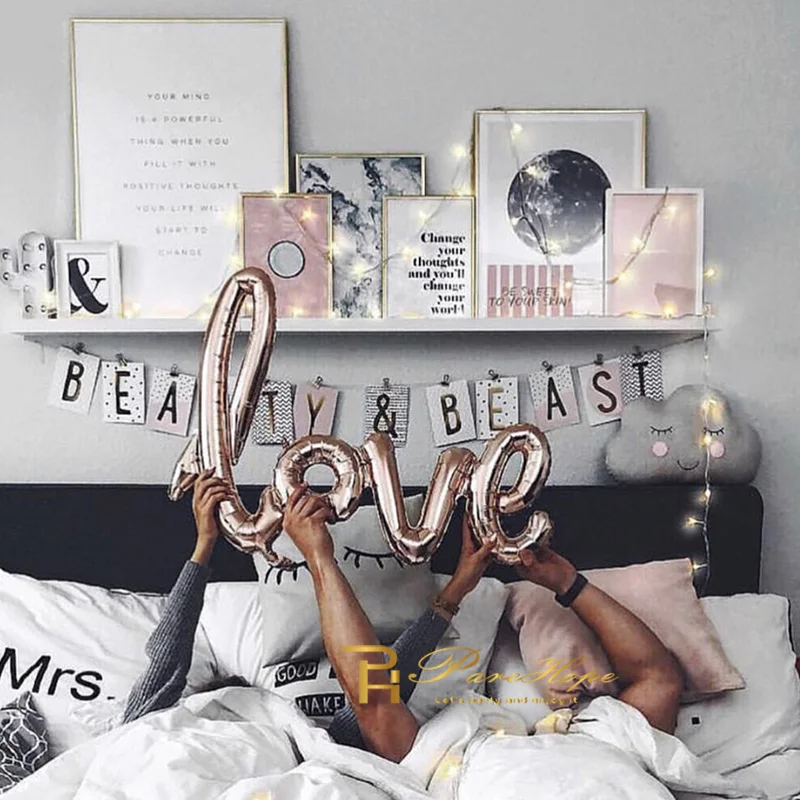 Розовое золото с днем рождения воздушные шары надписью Love Фольга набор воздушных