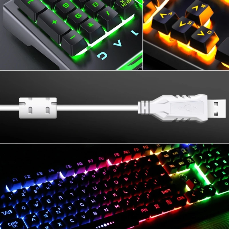 

Gaming Keyboard Mouse Backlight Wired USB Ergonomic Mechanical Feel Gamer RGB P9YA