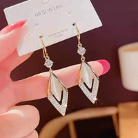 new temperamental geometry diamond shaped cat eye stud earrings for women korean fashion jewelry daily wear earrings gift