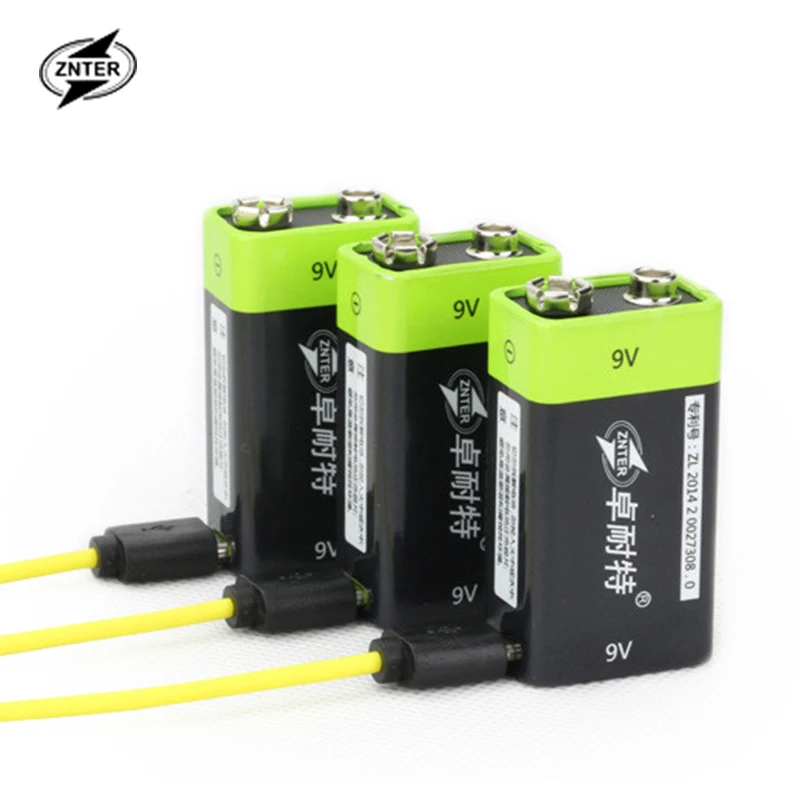 

ZNTER 4pcs 9V 600mAh lithium li-po li-ion rechargeable battery + micro usb cable for charging