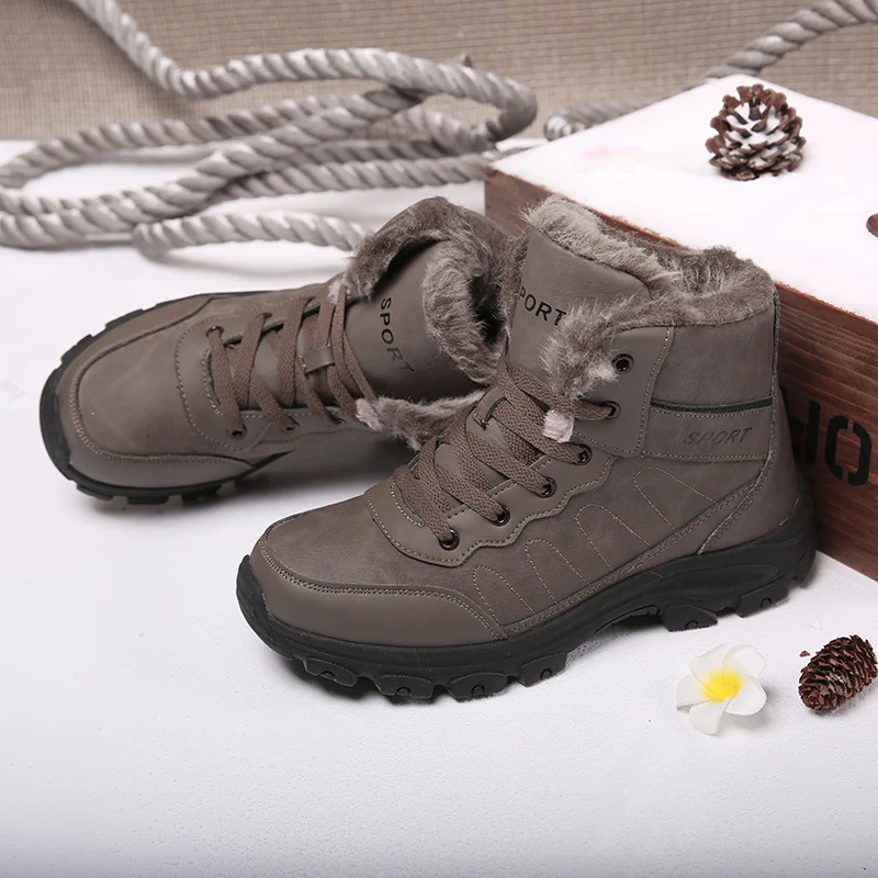 

Men's high winter boots men outdoor hiking cotton boots motorcycle military platform boots non-slip combat leather boots for men