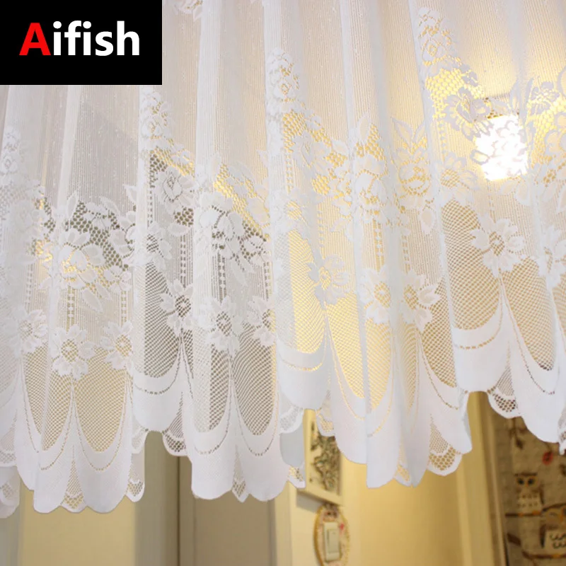 1 шт. кружевные сетчатые короткие занавески с карманом для штанги кухни двери