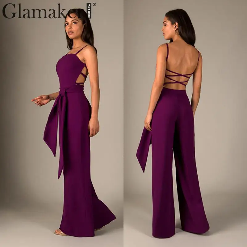 Glamaker сексуальное обтягивающее платье с открытой спиной широкий комбинезон