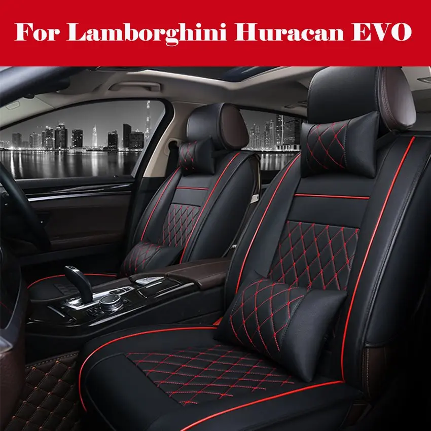 

car styling seat Covers Anti-Slip Backing PU Leather car seat Covers Cushions 5 Seats Full Set For Lamborghini Huracan EVO