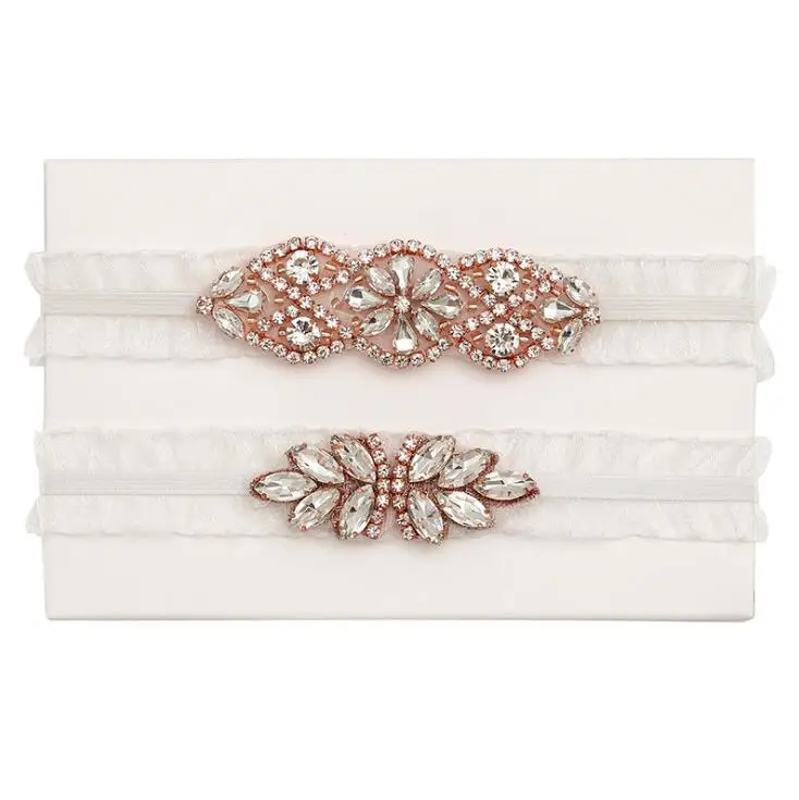 2 шт. Свадебные Подвязки Стразы с бантом кружевное кольцо для ног белые пикантные