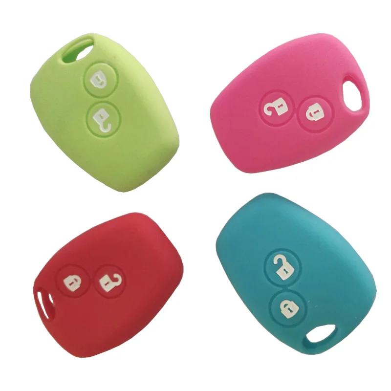 

2 Buttons Silicon Car Key Covers For Renault Logan DACIA Clio Twingo Kangoo Remote Key Protecting Bag