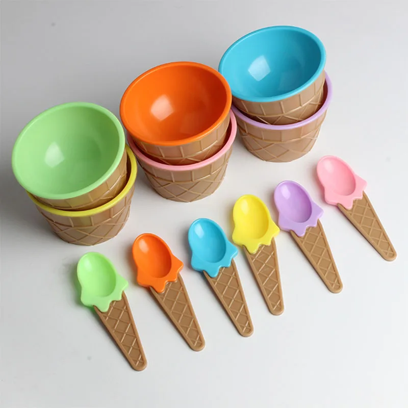 Детская посуда чаша для мороженого ложка десертная милые подарки детей