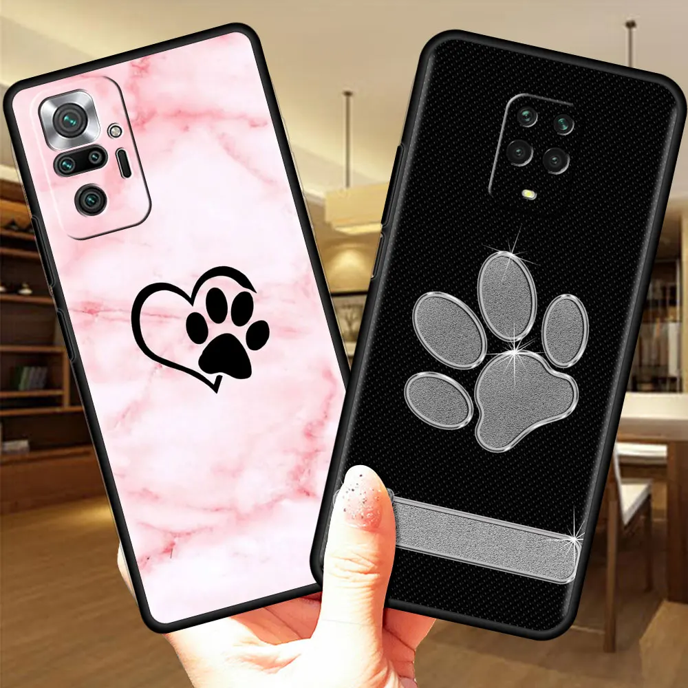 

Silicone Case for Xiaomi Redmi Note 9S 9 8 7 10 Pro 8T K40 9C 9A 7A 8A 6A 6 Soft Funda Tpu Dog Footprints Dog Paws Phone Cover