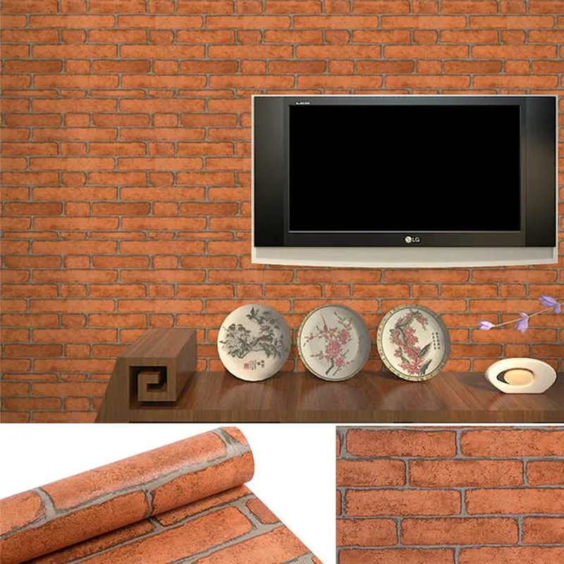 Домашний Декор 3D ПВХ деревянная зернистая Настенная Наклейка s бумага кирпичная
