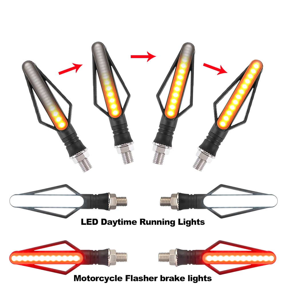 4 Pcs DRL and Brake 12 В светодиодный указатель поворота, лампы, светильник для остановки воды, сигнальный светильник для мотоцикла, сигнальный светильник s, сигнальный фонарь, светодиодный фонарь - Цвет: 4 Pcs DRL and Brake