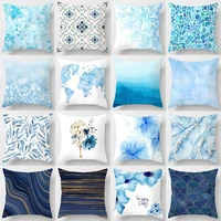 lake blue marble geometric sofa cushion cover decorative pillowcase polyester throw pillow cases home decor pillowcover 4545cm