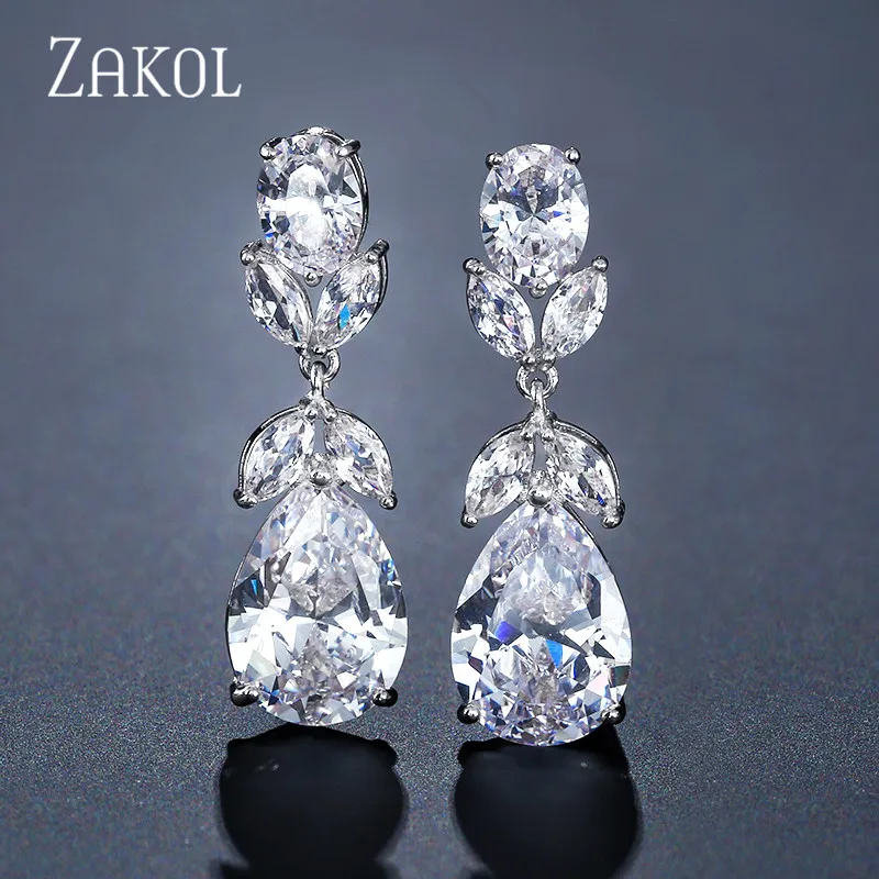 Женские серьги подвески с фианитом в виде листьев|Серьги-подвески| |