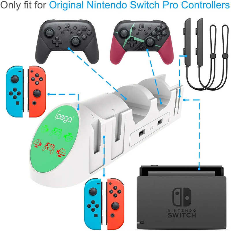 

4 Joy-Cons and 2 pro Controllers USB Charger Charging dock for Nintendo Switch Game Charger Stand Station Holder