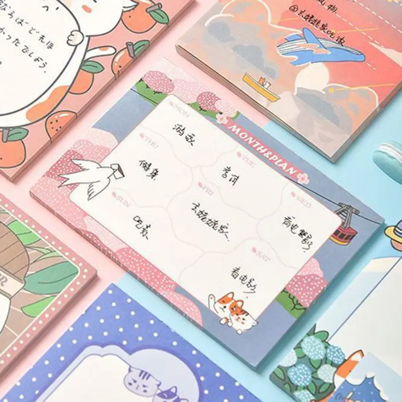 

8pcs Kawaii Memo Pad Cute Cartoon N Times Sticky Note Notebook To Do List School QX2B