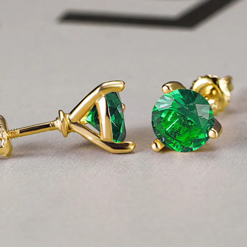 Серьги гвоздики Радуга женские круглые с разноцветными кристаллами 6