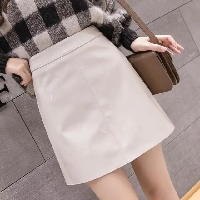 Женская юбка осень 2019 новый модный сексуальный кожаный Сплит на молнии с