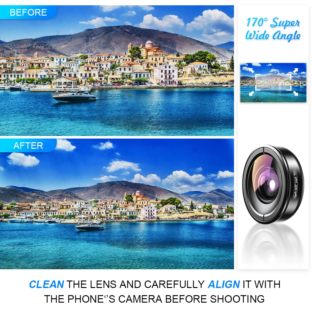 

APEXEL 170 Degree Phone Lens HD Optic Super Wide Angle Lens Camera Lenses for Samsung/Iphone/Huawei/Xiaomi