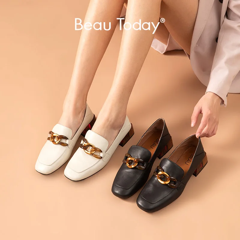 Женские лоферы из натуральной овечьей кожи BeauToday повседневные офисные туфли на