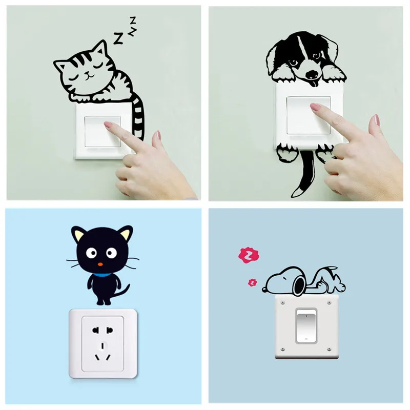 QGQYGAVJ DIY Забавный милый спящий Кот Собака Декоративные наклейки для настенных