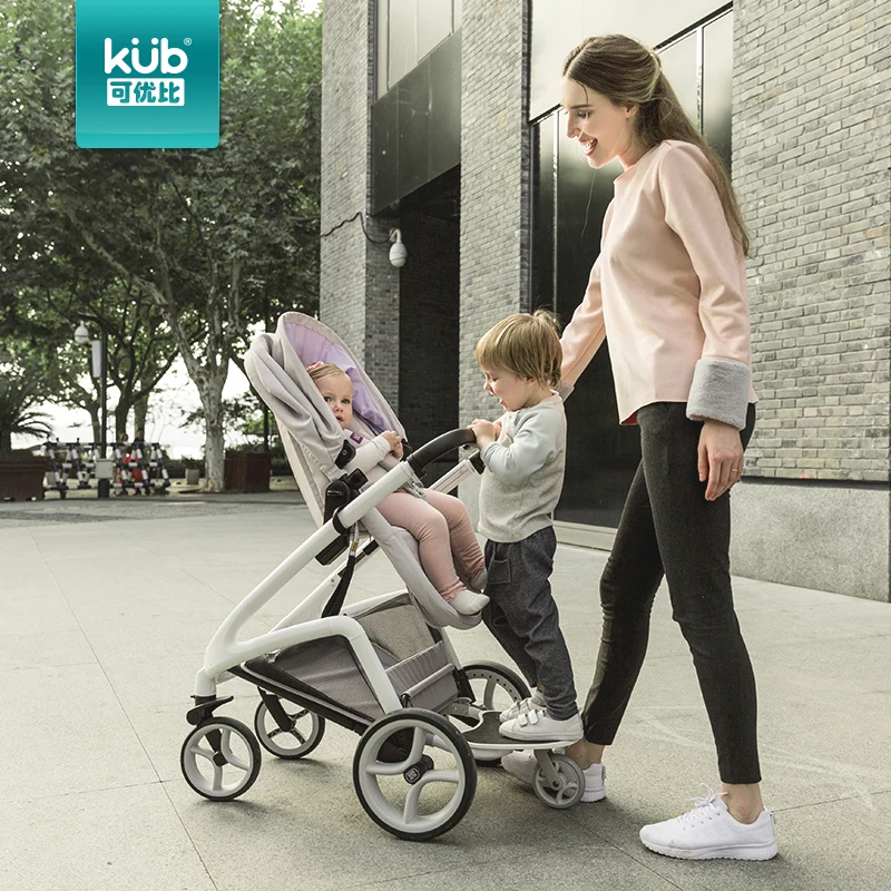 Детская коляска с высоким ландшафтом тележка одной рукой складная двусторонняя