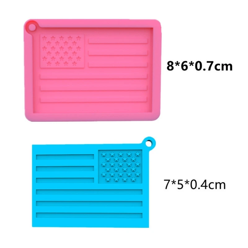 

5 Pcs American Flag Keychain Epoxy Resin Mold Jewelry Pendants Silicone Mould