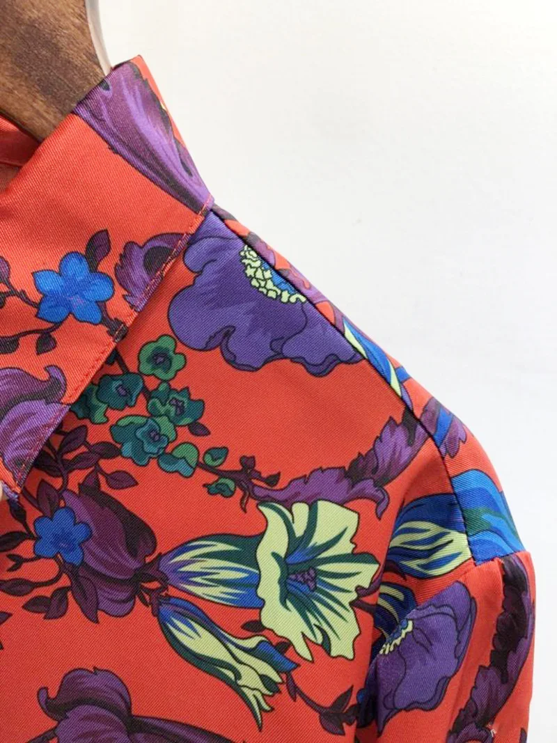 

2021 Spring Autumn Chic Women's vintage Shirts High quality floral print elegant long sleeves blouses Top C188