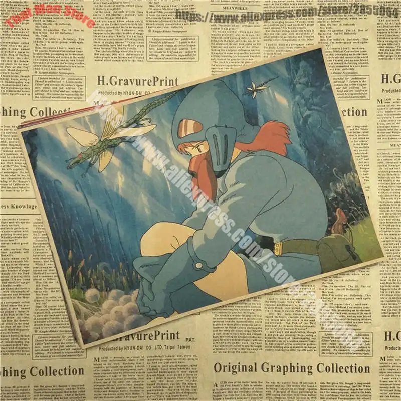 Комикс Nausicaa долина ветра ретро-постер к фильму крафт-бумага декоративная живопись