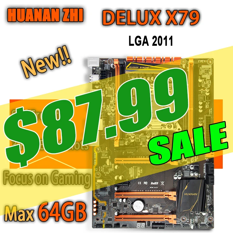 Huanan Zhi Deluxe X79 игровая Материнская плата intel LGA 2011 ATX Поддержка 4x16 Гб 64 Гб памяти PCI-E x16 7,1 Звуковая дорожка crossfire