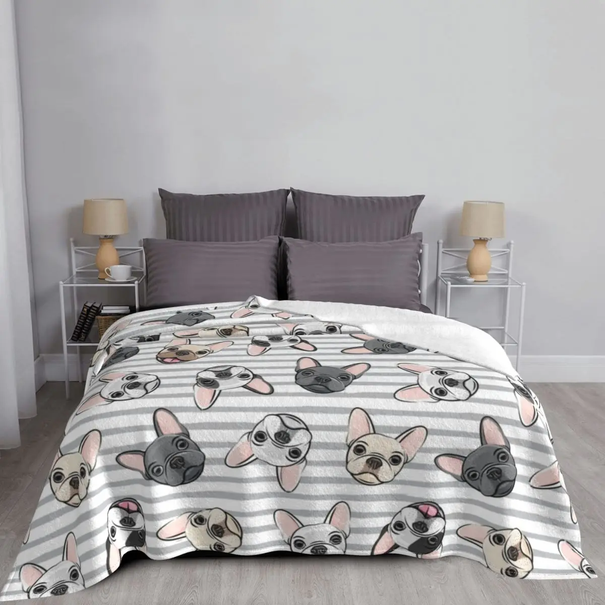Одеяло для дивана с изображением французского бульдога | Дом и сад