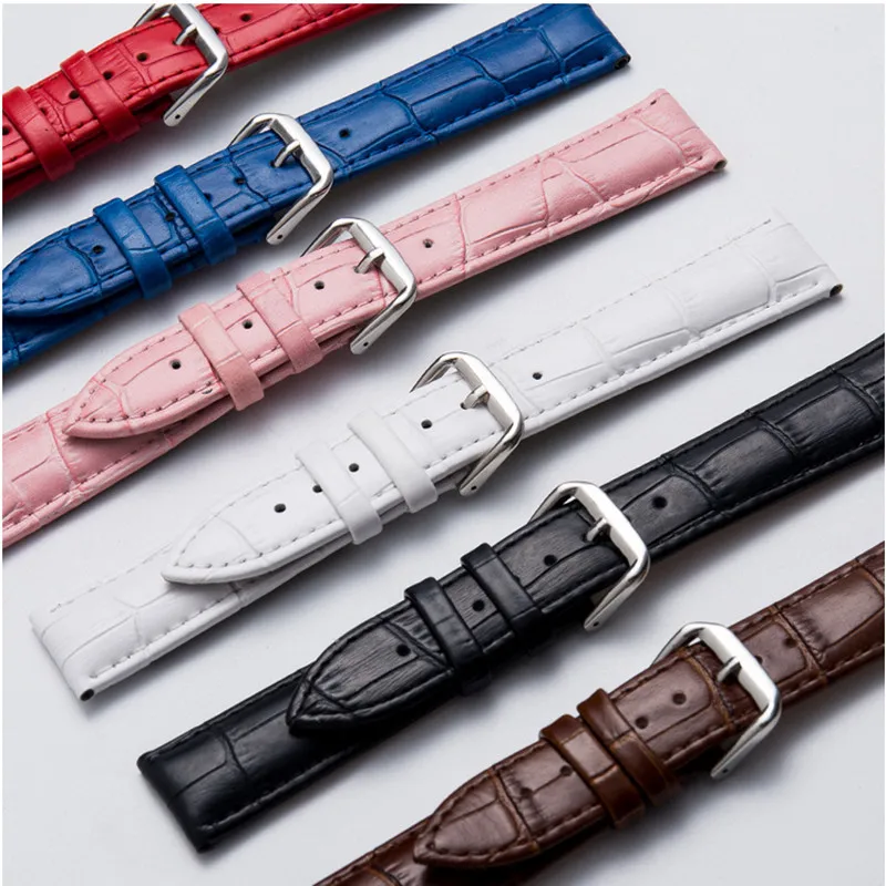 Wholesale 50Pcs/Lot 12mm 14mm 16mm 18mm 19mm 20mm 22mm Genuine Cow Leather Watch Band Watch Straps Wrist Watch Part New -2007121