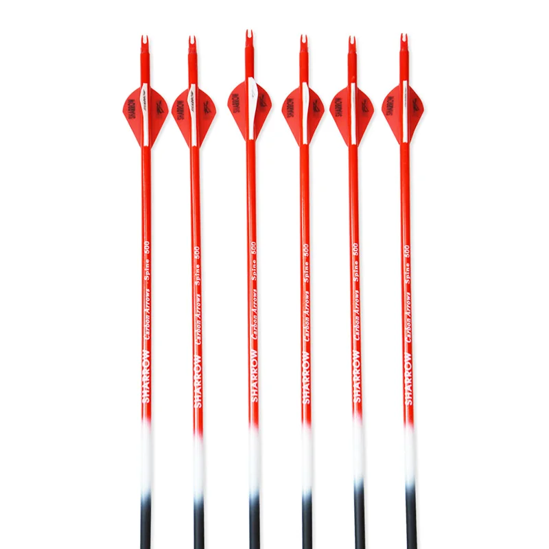 Стрельба из лука смешанного карбона 6 шт. целевая точка стрелы с резиновым пером