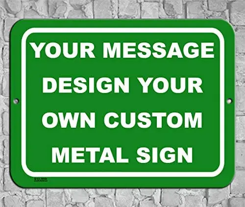 

BA IMAGE Personalized Custom Green 012 Aluminum Metal Sign with Your Name! ( Green w/White, Horizontal)
