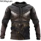 Мужская толстовка с капюшоном, средневековая броня, с 3D-принтом