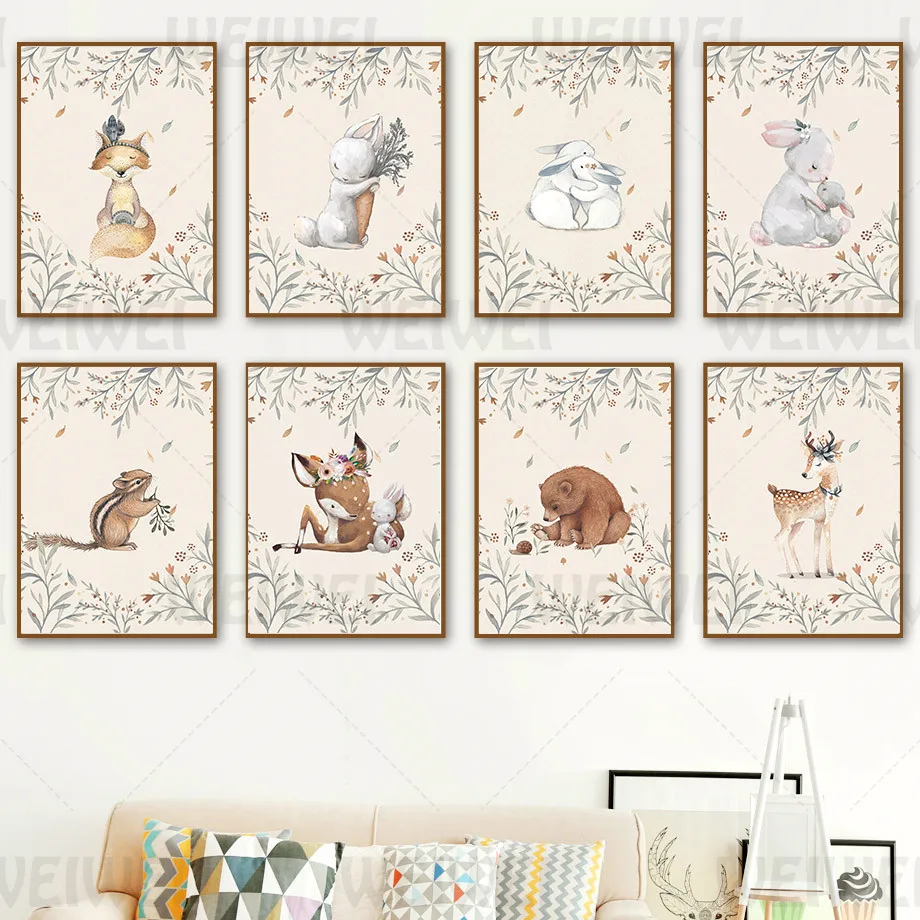 Маленькие животные с леса домашний декор холст картина искусство украшение