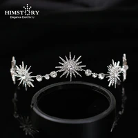 himstory luxury sparkly crystal star tiaras crowns hair hoop bride headdress rhinestone hairbands wedding hair accessories