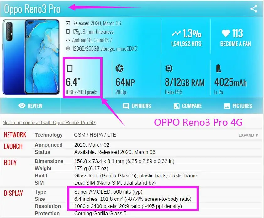6,4 "AMOLED para OPPO Reno3 Pro 4G CPH2035 CPH2037 pantalla LCD de montaje de digitalizador con pantalla t&aacute;ctil para Reno 3 Pro 4G CPH2036 LCD-1