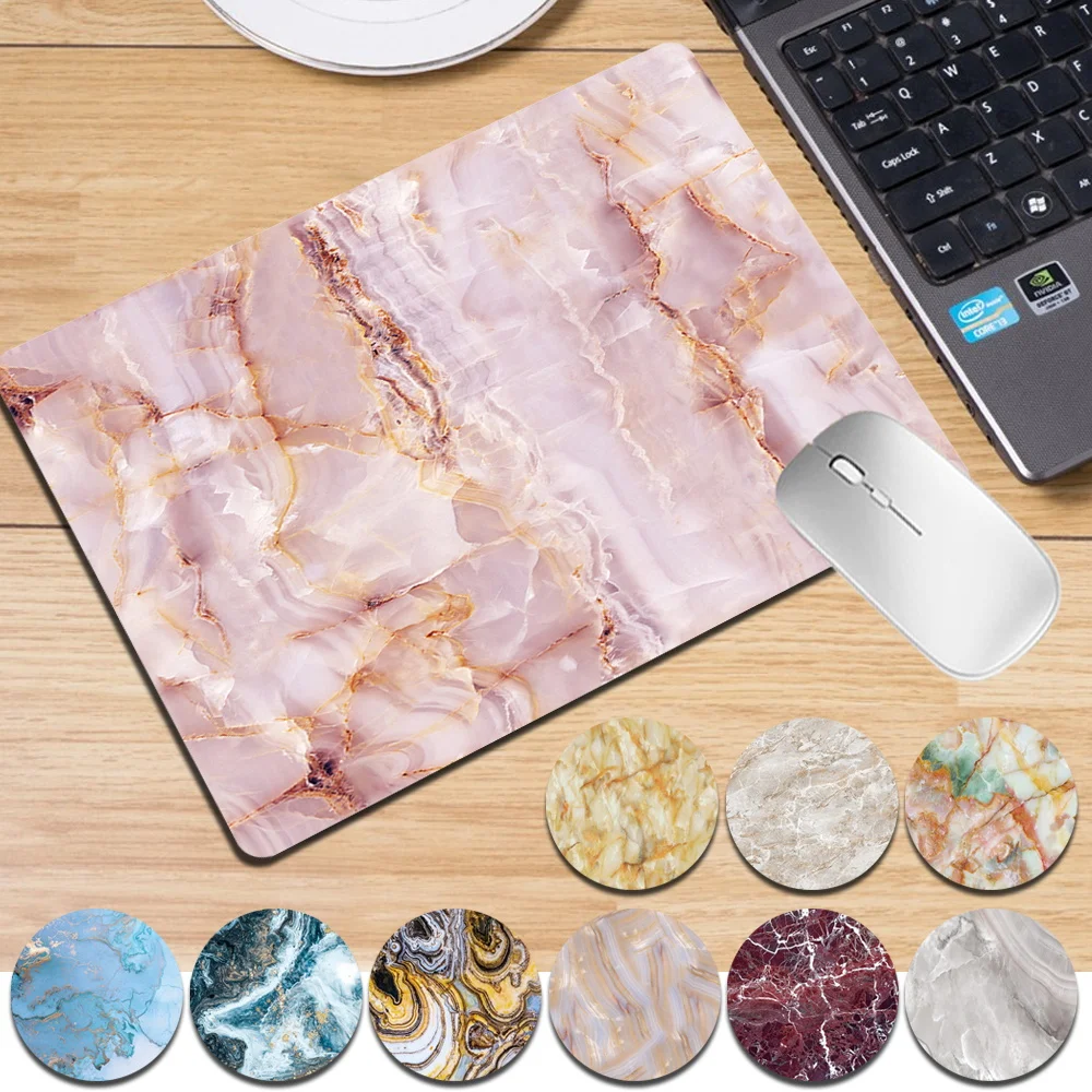 Small Gaming Mousepad Waterproof  Mouse Pad High Quality PU Leather Marble Pattern Mat for PC/Laptop Portable Computer Mouse Pad
