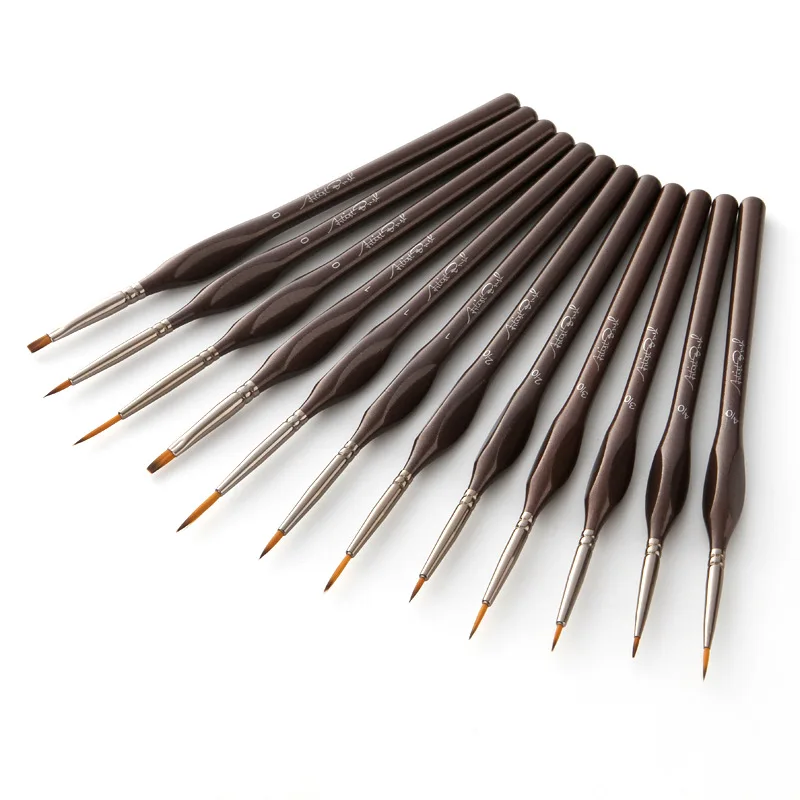 

12pcs Paint Brush Miniature Detail Fineliner Nail Art Drawing Brushes Wolf Half Paint Brushes For Acrylic Painting Supplies