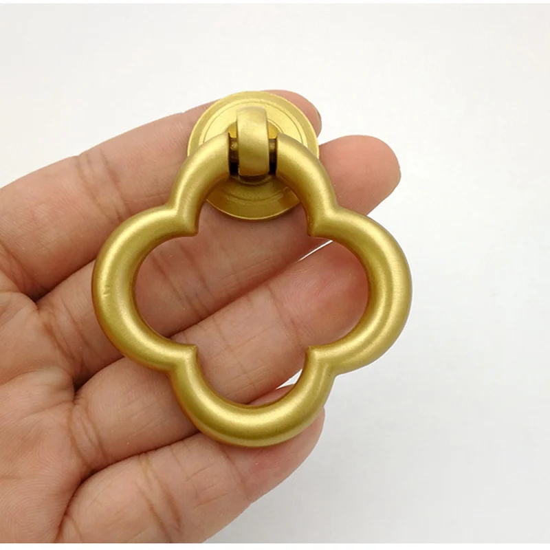 

Solid Brass Kitchen Cabinet Drawer Ring Knobs Handles Gold Furniture Cupboard Pulls-4Pack