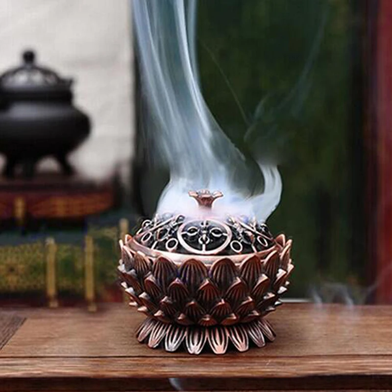 Creative Antique Flat Top Incense Burner Lotus Table Alloy Aroma Stove Line Coil Incensetower Furnace Home Decor | Дом и сад