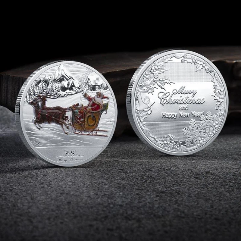 2021 цветные рождественские памятные монеты с Санта Клаусом сувенир коллекционное
