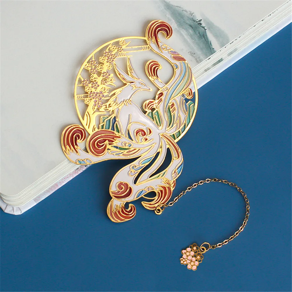 

Chinese Style Brass Bookmark Tassel Pendant Retro Book Clip Metal Pagination Mark Student Gift Stationery School Office Supplies